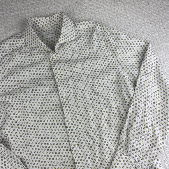 Emanuel Berg Casual Button Down Shirt Size 44 17.5 XL White / Blue Floral Hippie - Picture 3 of 16